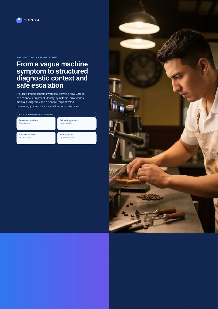 Cover of From a vague machine symptom to structured diagnostic context and safe escalation