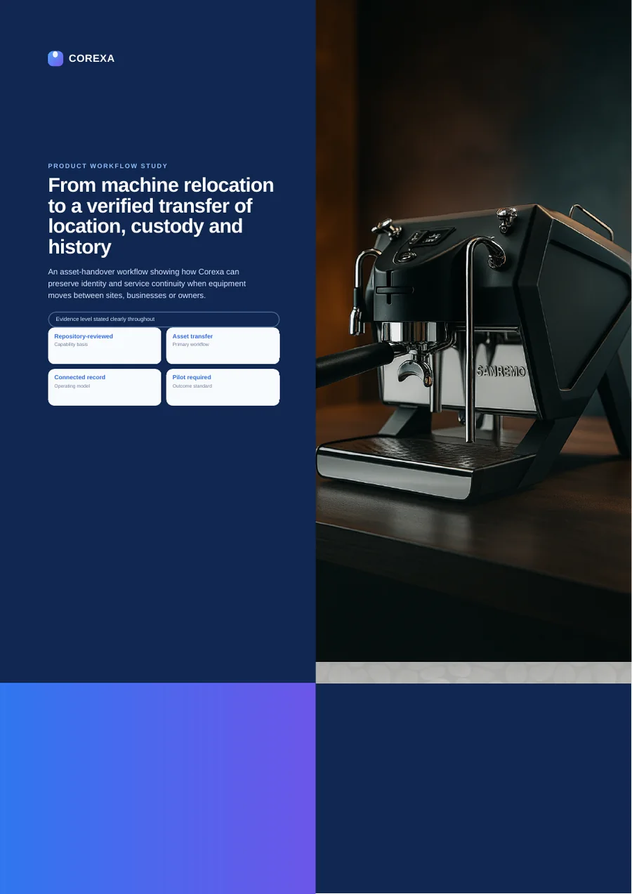 Cover of From machine relocation to a verified transfer of location, custody and history