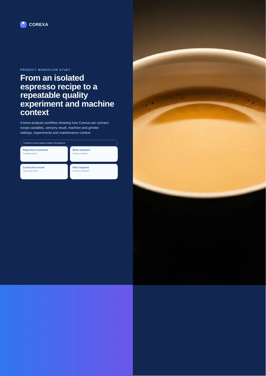 Cover of From an isolated espresso recipe to a repeatable quality experiment and machine context