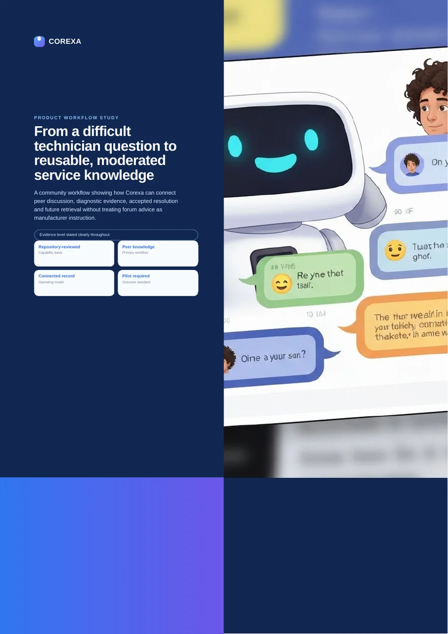 Cover of From a difficult technician question to reusable, moderated service knowledge